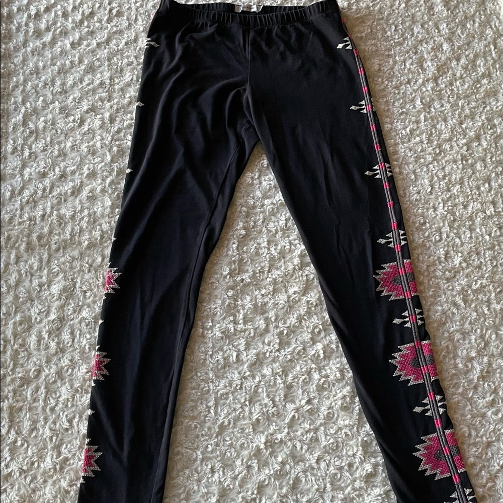 JW Los Angeles Johnny Was XS Embroidered Leggings Black Bohemian